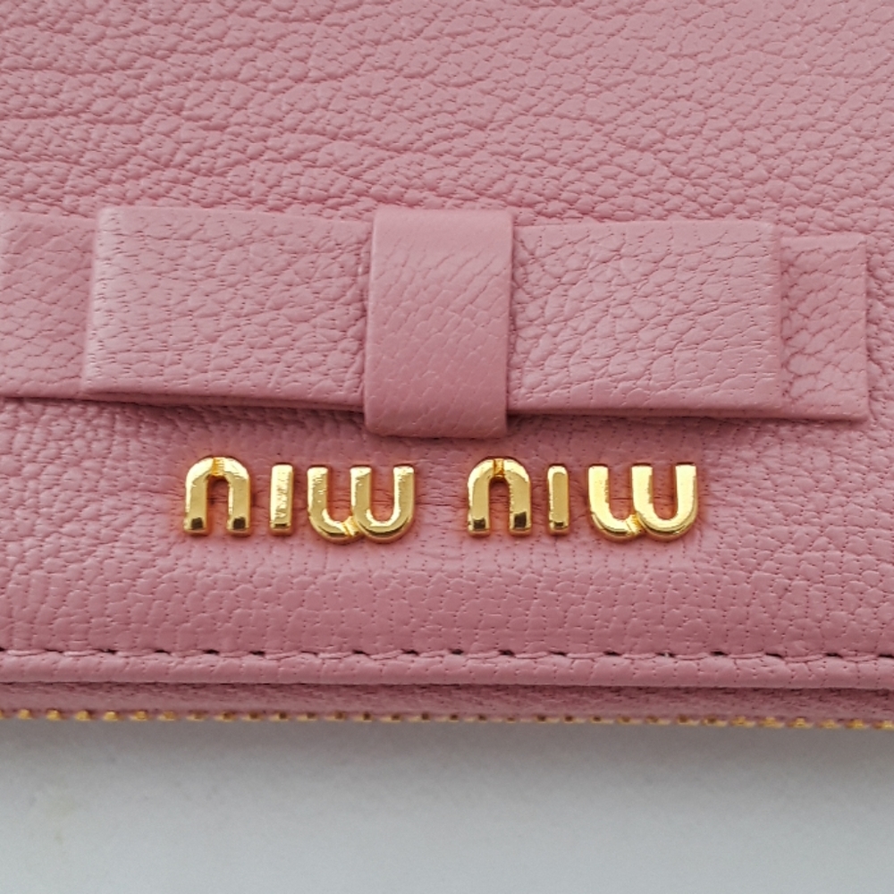 NIB Miu Miu 5ML506 Pink Leather zip Around wallet - Picture 7 of 8